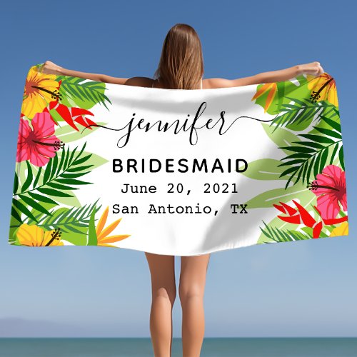 Personalized Bridesmaid Gift Bachelorette Custom Beach Towel