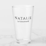 Personalized Bridesmaid Gift Bachelorette Party Glass<br><div class="desc">Elevate your bridal shower or bachelorette party with our Custom Minimalist Party Glasses. These stylish glasses are the perfect way to say thank you to your bridesmaids, maid of honor, and bridal party for their support and friendship. They can serve as both practical party supplies and meaningful keepsakes. Our Minimalist...</div>