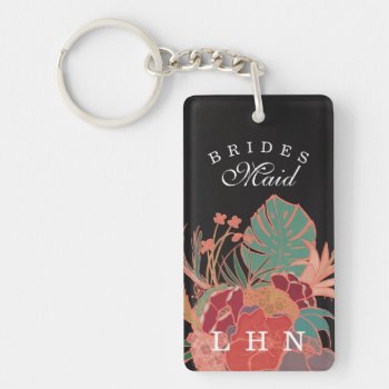 Personalized Bridesmaid Gift Keychain Floral by MarketAndSupply at Zazzle