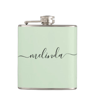 Personalized Bridesmaid Gift Pastel Green Wedding Flask