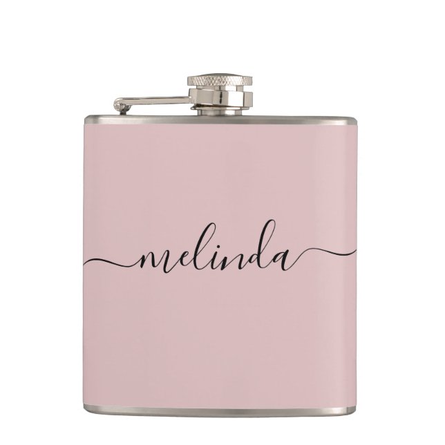 Personalized Bridesmaid Gift Pastel Pink Wedding Flask (Front)