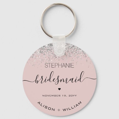 Personalized Bridesmaid Glitter confetti effect Keychain