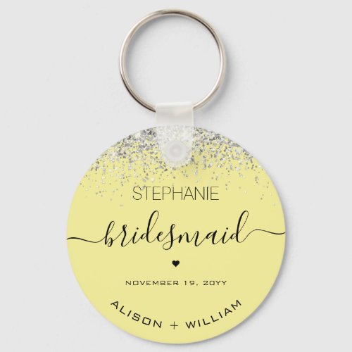 Personalized Bridesmaid Glitter confetti effect Keychain