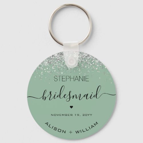 Personalized Bridesmaid Glitter confetti effect Keychain