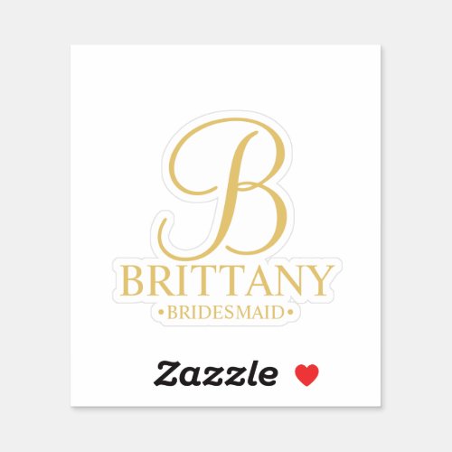 Personalized Bridesmaid Gold Monogram and Name Sticker