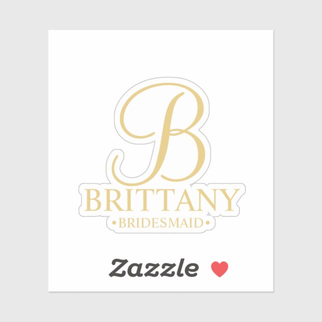 Personalized Bridesmaid Gold Monogram and Name Sticker (Sheet)