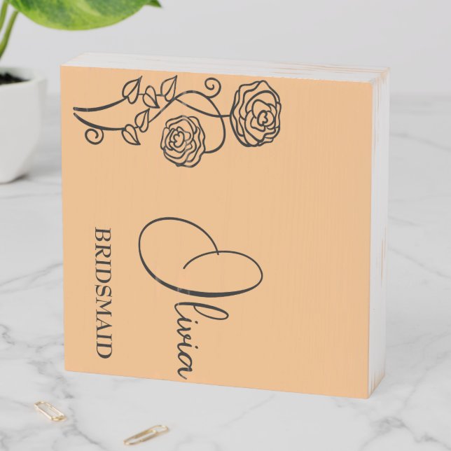 Personalized Bridesmaid Groomsmen Magnetic Closure Wooden Box Sign (In Situ Vertical)