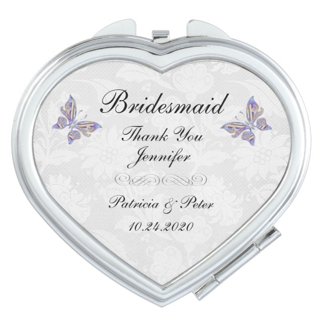 Personalized Bridesmaid Heart Compact Mirror (Front)