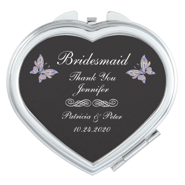 Personalized Bridesmaid Heart Compact Mirror (Front)