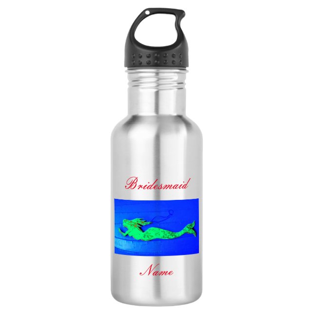Personalized bridesmaid mermaid stainless steel water bottle (Front)
