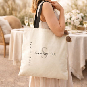 Personalized Bridesmaid Minimalist Name & Initial Tote Bag