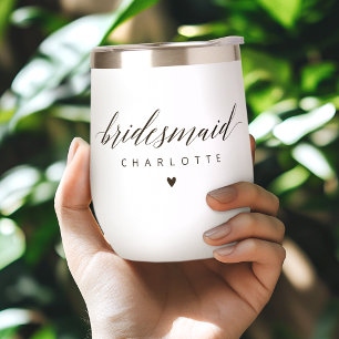 Personalized Bridesmaid Modern Minimalist Thermal Wine Tumbler
