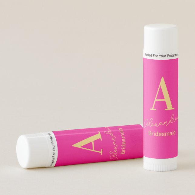 Personalized Bridesmaid Modern Monogram Lip Balm (Front)