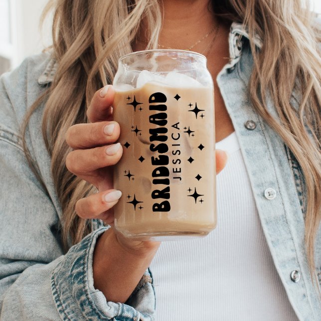 Personalized Bridesmaid Name Gift  Retro Font Can Glass (Creator Uploaded)