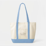 Personalized Bridesmaid Name Tote Bag<br><div class="desc">Blue beachy,  stylish,  and minimalist tote bag that features "bridesmaid" in a modern style. Personalize the cursive script name with your bridesmaid's name. Cute tote bag that can be a great party favor for your bridesmaids.</div>