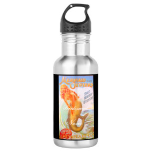 personalized bridesmaid oyster mermaid stainless steel water bottle