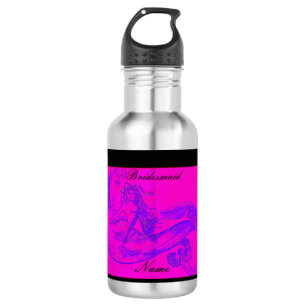 Personalized bridesmaid pink mermaid  stainless steel water bottle