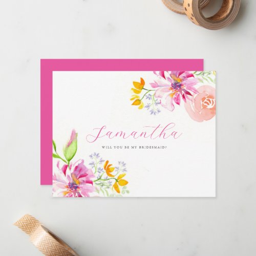 Personalized Bridesmaid Proposal Cards Watercolor 