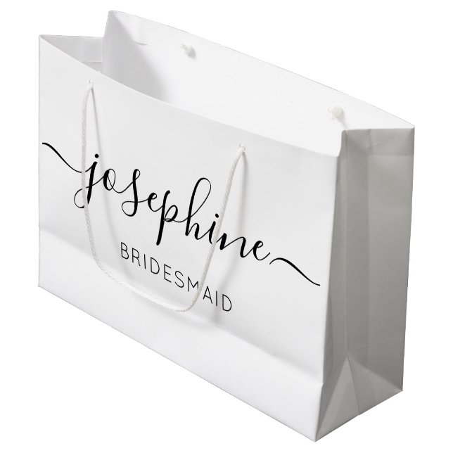 Personalized Bridesmaid Proposal Modern Script  Large Gift Bag (Front Angled)