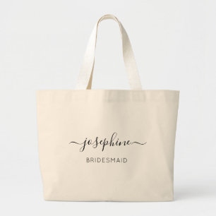 Personalized Bridesmaid Proposal Modern Script Large Tote Bag