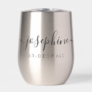 Personalized Bridesmaid Proposal Name Wedding Thermal Wine Tumbler