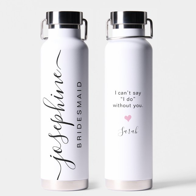 Personalized Bridesmaid Proposal Name Wedding Water Bottle (Bridesmaid proposal personalized water bottle gift.)