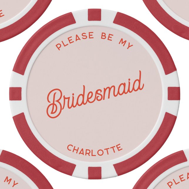 Personalized Bridesmaid Proposal Poker Chips (Personalized blush pink custom text bridesmaid proposal poker chip)