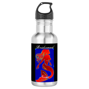 personalized bridesmaid red mermaid insulated wate stainless steel water bottle