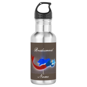 Personalized bridesmaid red-tail mermaid stainless steel water bottle