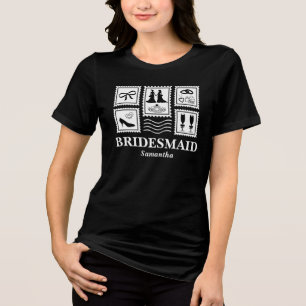 Personalized Bridesmaid Stamp Collage Tri-Blend Shirt