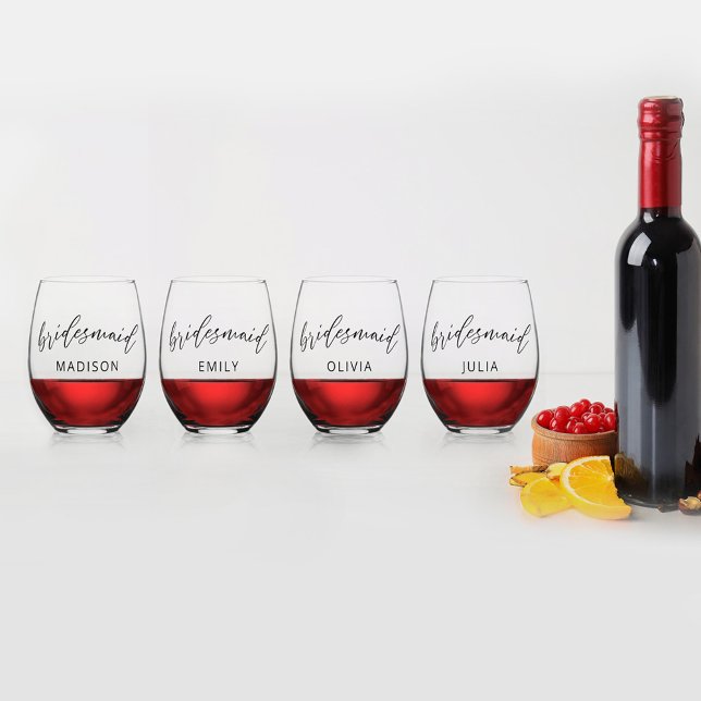Personalized Bridesmaid Stemless Wine Glass (Creator Uploaded)