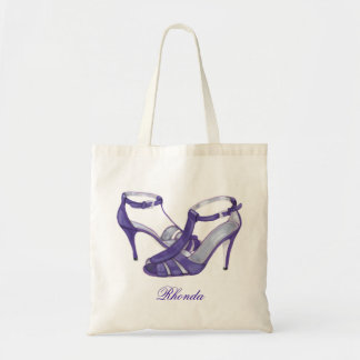 Personalized Bridesmaid Tote Bags, purple heels Bag