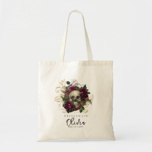 Personalized Bridesmaid Tote Gothic Skull Burgundy Bag
