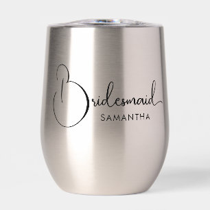 Personalized Bridesmaid Typography Thermal Wine Tumbler