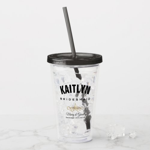 PERSONALIZED BRIDESMAID WEDDING ACRYLIC TUMBLER