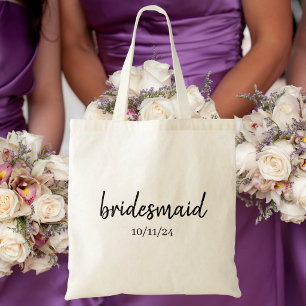 Personalized Bridesmaid / Wedding Date and Name Tote Bag