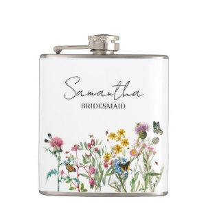 Personalized Bridesmaid Wildflowers Wedding Flask