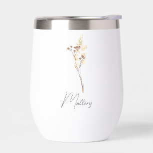 Personalized Bridesmaids Gifts Floral, Elegant Wed Thermal Wine Tumbler