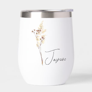 Personalized bridesmaids gifts floral glasses with thermal wine tumbler