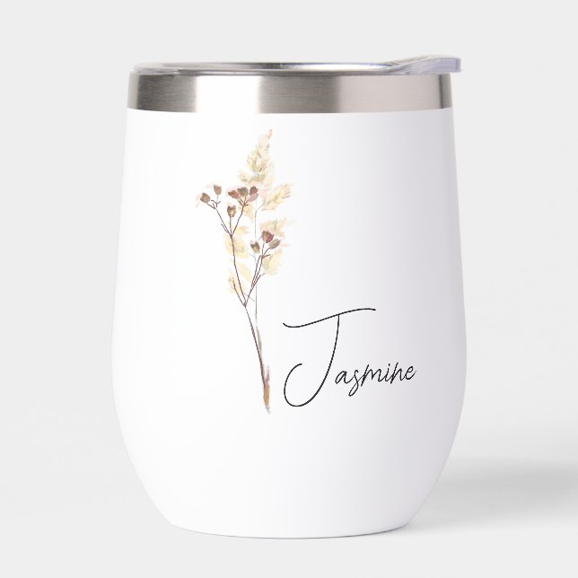 Personalized bridesmaids gifts floral glasses with thermal wine tumbler (Left)