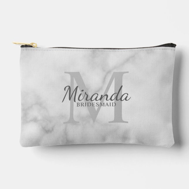 Personalized Bridesmaid's Monogram and Name Accessory Pouch (Front)