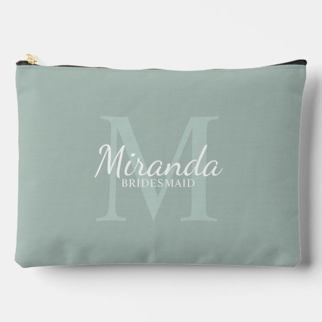 Personalized Bridesmaid's Monogram and Name Accessory Pouch (Front)