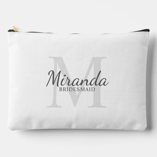 Personalized Bridesmaid's Monogram and Name Accessory Pouch (Front)