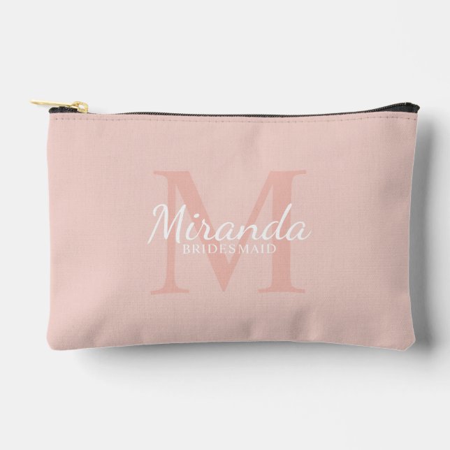 Personalized Bridesmaid's Monogram and Name Accessory Pouch (Front)