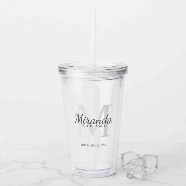 Personalized Bridesmaid's Monogram and Name Acrylic Tumbler (Creator Uploaded)