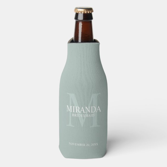 Personalized Bridesmaid's Monogram and Name Bottle Cooler (Bottle Front)