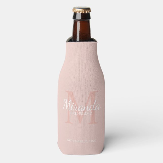 Personalized Bridesmaid's Monogram and Name Bottle Cooler (Bottle Front)