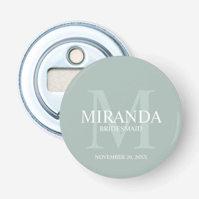 Personalized Bridesmaid's Monogram and Name Bottle Opener (Front)