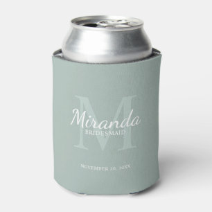 Personalized Bridesmaid's Monogram and Name Can Cooler