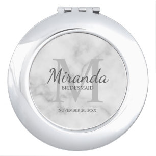 Personalized Bridesmaid's Monogram and Name Compact Mirror